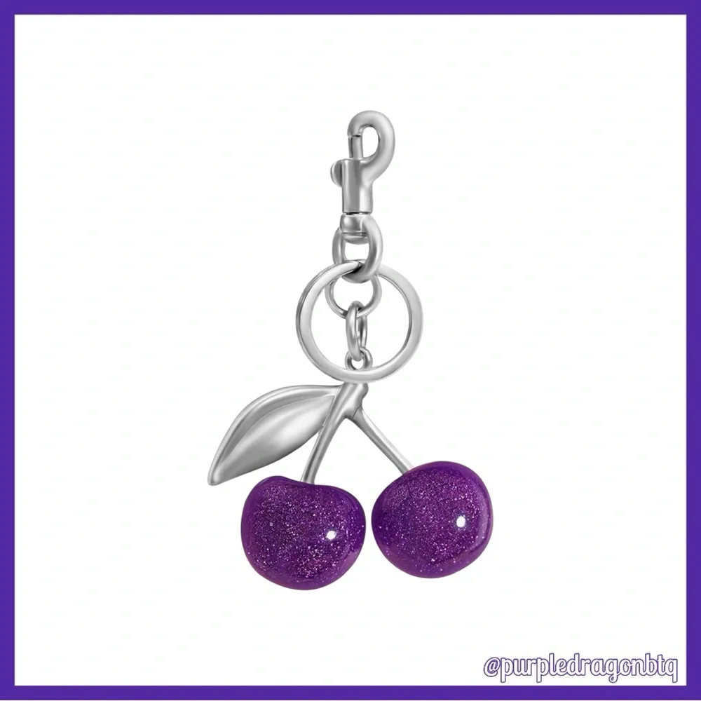 SHIMMER DISCO PURPLE CHERRY BAG CHARM NWT